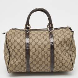 Gucci Beige/Brown GG Supreme Canvas and Leather Medium Joy Boston Bag
