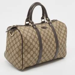 Gucci Beige/Brown GG Supreme Canvas and Leather Medium Joy Boston Bag