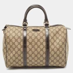 Gucci Beige/Brown GG Supreme Canvas and Leather Medium Joy Boston Bag