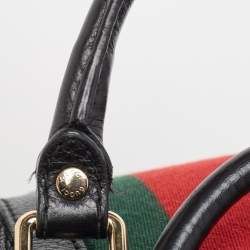 Gucci Black Leather Medium Vintage Web Boston Bag