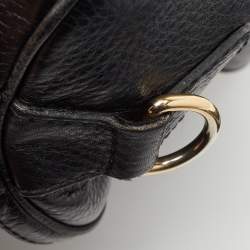 Gucci Black Leather Medium Vintage Web Boston Bag