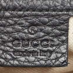 Gucci Black Leather Medium Vintage Web Boston Bag