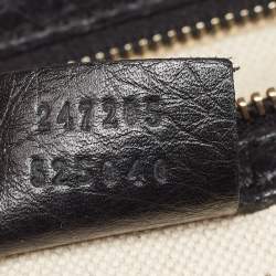 Gucci Black Leather Medium Vintage Web Boston Bag