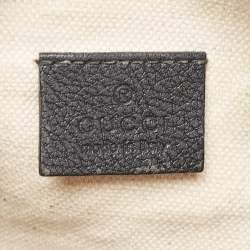 Gucci Black Pebbled Leather Logo Web Belt Bag