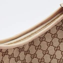 Pre Owned Gucci Beige GG Canvas and Leather Medium Abbey D-Ring Hobo