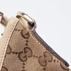 Pre Owned Gucci Beige GG Canvas and Leather Medium Abbey D-Ring Hobo