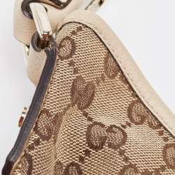 Pre Owned Gucci Beige GG Canvas and Leather Medium Abbey D-Ring Hobo