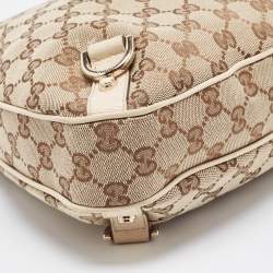 Pre Owned Gucci Beige GG Canvas and Leather Medium Abbey D-Ring Hobo