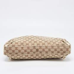 Pre Owned Gucci Beige GG Canvas and Leather Medium Abbey D-Ring Hobo
