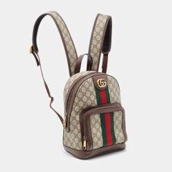 Pre Owned Gucci Beige/Ebony GG Supreme Coated Canvas Small Ophidia Backpack