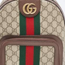 Pre Owned Gucci Beige/Ebony GG Supreme Coated Canvas Small Ophidia Backpack
