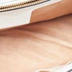 Pre Owned Gucci Off White Leather Small Web Sylvie Shoulder Bag