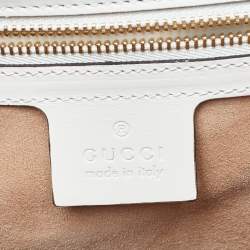 Pre Owned Gucci Off White Leather Small Web Sylvie Shoulder Bag