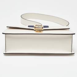 Pre Owned Gucci Off White Leather Small Web Sylvie Shoulder Bag