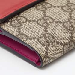Gucci Red/Beige GG Supreme Coated Canvas and Leather French Flap Wallet