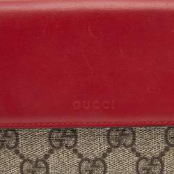 Gucci Red/Beige GG Supreme Coated Canvas and Leather French Flap Wallet