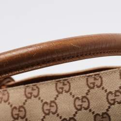 مملوكة مسبقًا Gucci Brown/Beige GG Canvas And Leather Bamboo Tote