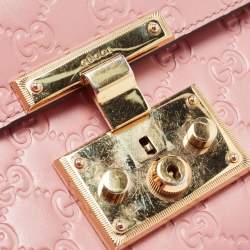Pre Owned Gucci Pink Guccissima Leather Small Padlock Shoulder Bag