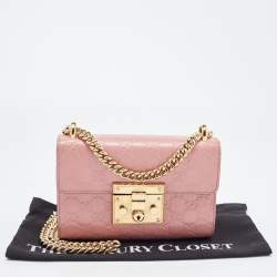 Pre Owned Gucci Pink Guccissima Leather Small Padlock Shoulder Bag