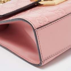 Pre Owned Gucci Pink Guccissima Leather Small Padlock Shoulder Bag