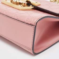 Pre Owned Gucci Pink Guccissima Leather Small Padlock Shoulder Bag