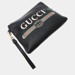 Gucci Black Leather logo clutch (572770)