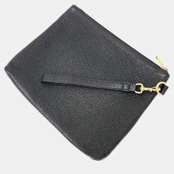 Pre Owned Gucci Black Leather Logo Clutch (572770)