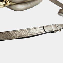Pre Owned Gucci Beige Silver Leather Disco Bag (308364)