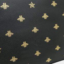 Gucci Black Leather Bee Crossbody Bag