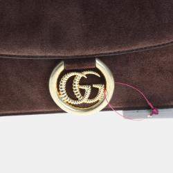 Pre Owned Gucci Brown Suede Shoulder Bag (589474)