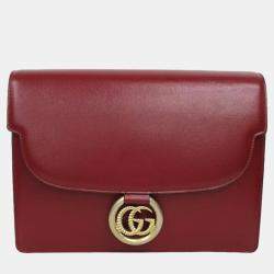 Gucci Red Leather GG Ring Shoulder Bag