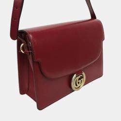 Gucci Red Leather GG Ring Shoulder Bag