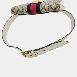 Pre Owned Gucci Brown/White GG Canvas Web Ophidia Belt Bag 