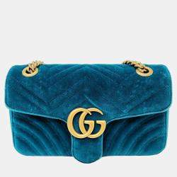 Pre Owned Gucci Marmont Matrace Velvet Shoulder Bag (443497)