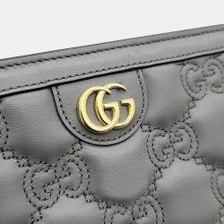 Pre Owned Gucci Grey Leather GG Clutch 