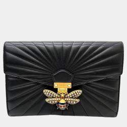 Gucci Black leather Queen Margaret Clutch 