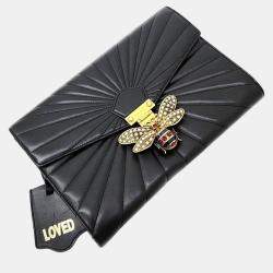 Gucci Black leather Queen Margaret Clutch 