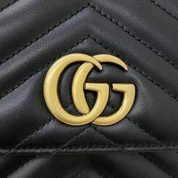 Pre Owned Gucci Black Leather GG Marmont Mini Bag