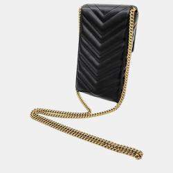 Pre Owned Gucci Black Leather GG Marmont Mini Bag