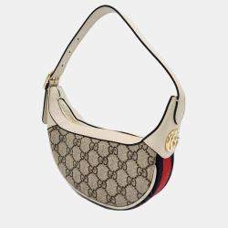 Pre Owned Gucci Brown GG Canvas Ophidia Hobo Bag 