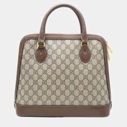 Pre Owned Gucci Brown GG Canvas 1955 Horsebit Medium Top Handle Bag 