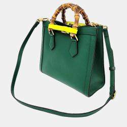 Gucci Green Leather Small Diana Tote Bag 