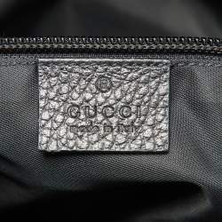 Pre Owned Gucci Black GG Nylon and Leather Top Zip Tote