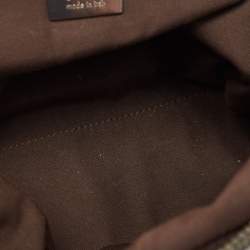 Pre Owned Gucci Beige/Metallic GG Canvas and Leather Pop Bamboo Top Handle Bag