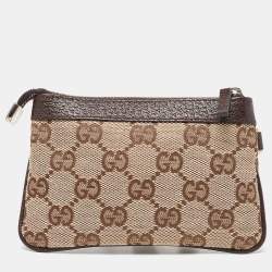 Gucci Beige/Brown GG Canvas and Leather Zip Pouch