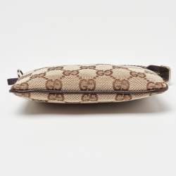 Gucci Beige/Brown GG Canvas and Leather Zip Pouch