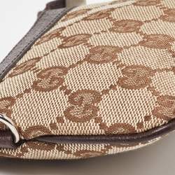 Gucci Beige/Brown GG Canvas and Leather Zip Pouch