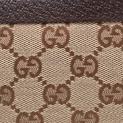 Gucci Beige/Brown GG Canvas and Leather Zip Pouch