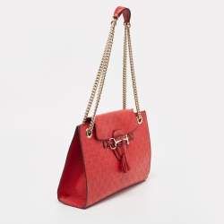 Gucci Red Guccissima Leather Emily Chain Shoulder Bag