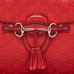 Gucci Red Guccissima Leather Emily Chain Shoulder Bag